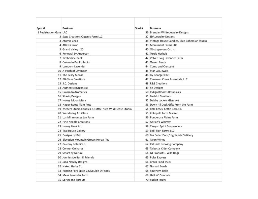 Festival Vendors Lavender Association of Colorado